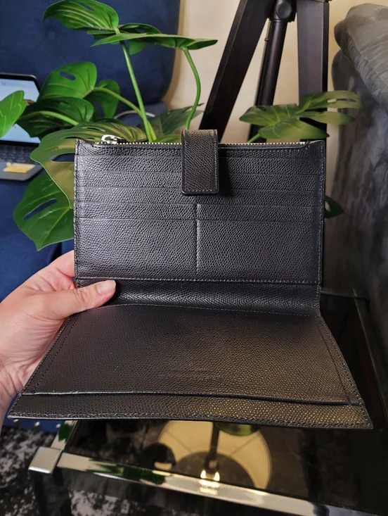 Everlane Black Pebbled Leather The Traveler Large Zippered Wallet Billfold - Picture 11 of 16